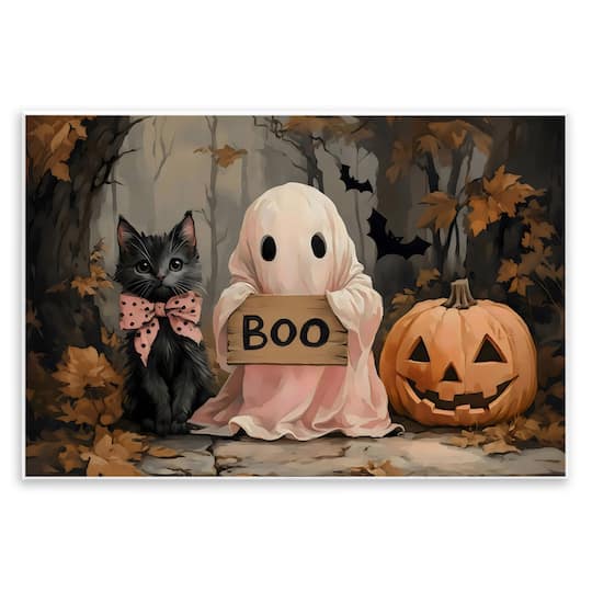 Michaels, Stupell Industries 19" x 13" Cute Halloween Boo Portrait Wall Plaque Art – Category: Halloween Wall Decor